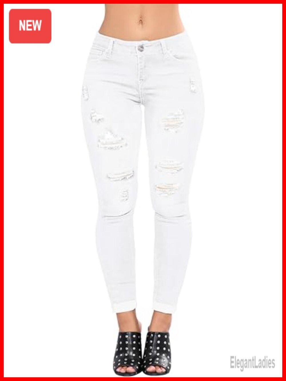 Stretch Ripped Skinny Distressed Destroyed Cuffed Denim Jeans